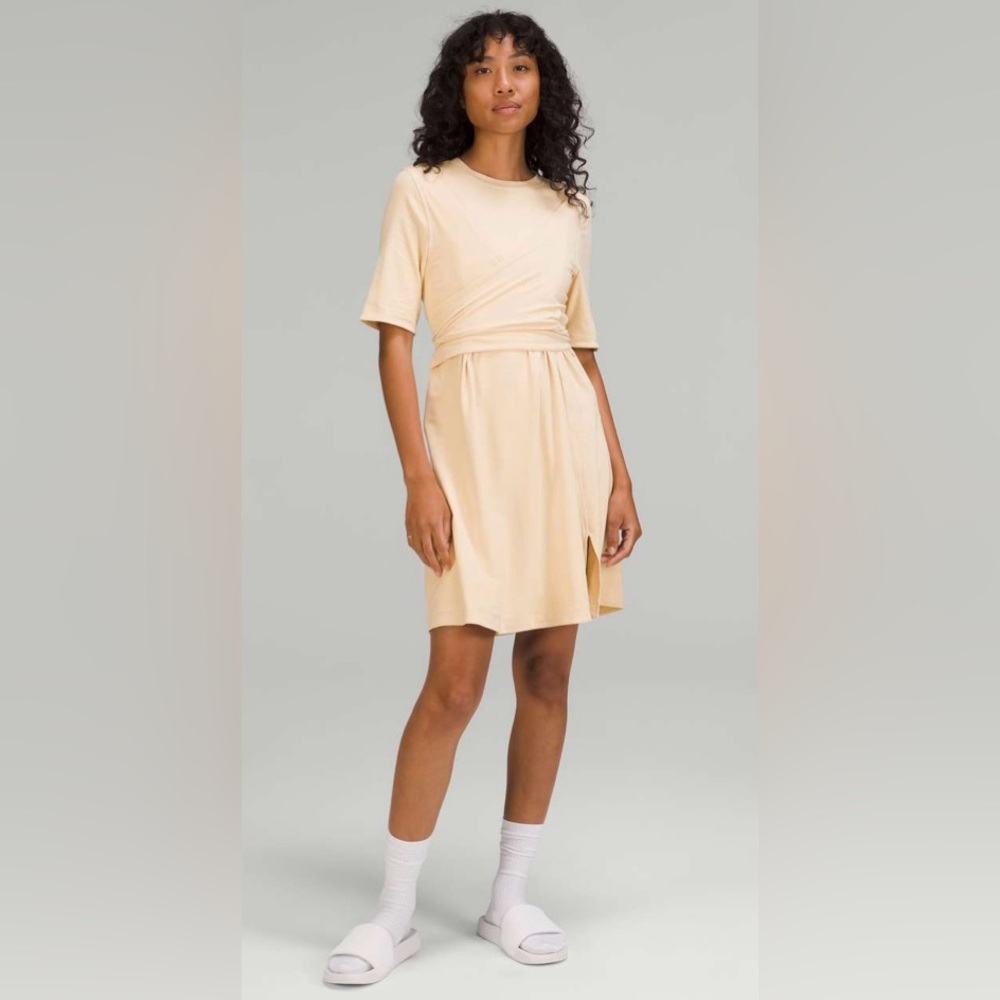 NWT Lululemon Cotton Wrap Front T-Shirt Dress Prosecco Size 4